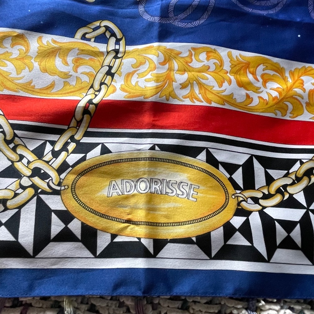 Jafra Cosmetics Scarf Temps Fugit Adorisse Italian Iverson Designer Blue Vintage - Picture 3 of 12